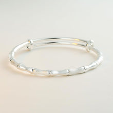 StarGems  Adjustable Bamboo-shaped Joint Classical Handmade 999 Sterling Silver Bangle Bracelet For Women Cb0152