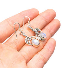 StarGems® Natural Rainbow Moonstone Handmade 925 Sterling Silver Earrings 1 1/4" T4577