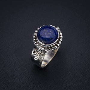 StarGems® Natural Lapis Lazuli Handmade 925 Sterling Silver Ring 7.5 F1821