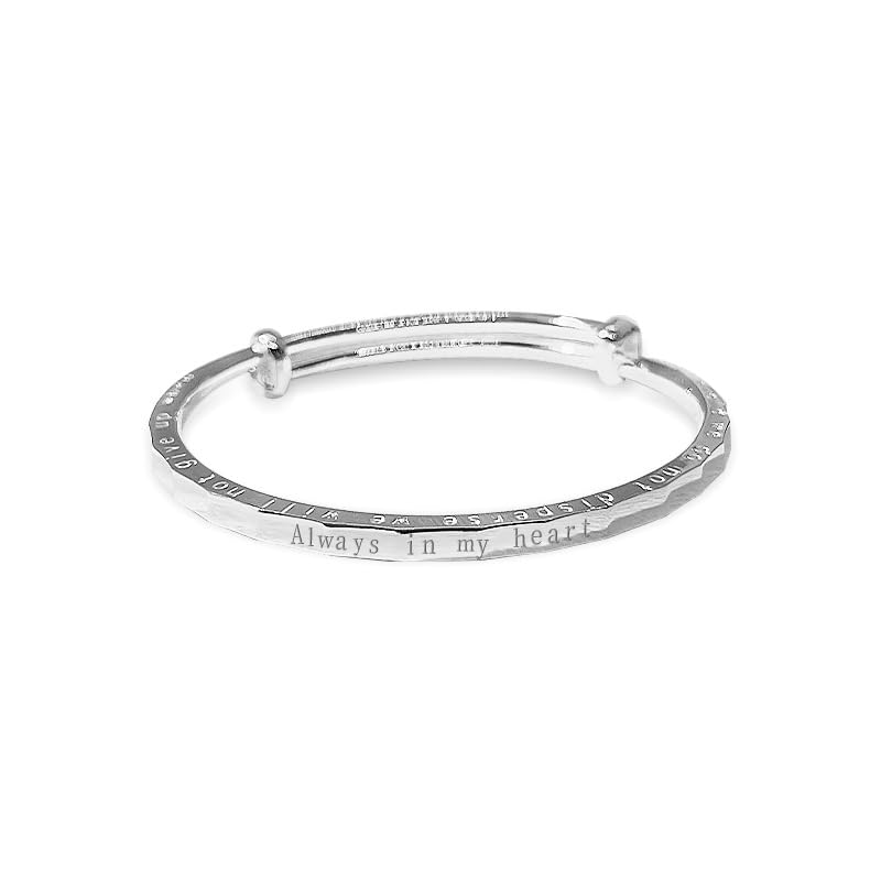 StarGems® Adjustable 'Always in My Heart' Handmade 999 Sterling Silver Bangle Bracelet For Women Cb0173