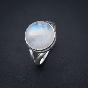 StarGems  Natural Moonstone Handmade 925 Sterling Silver Ring 9 F2597