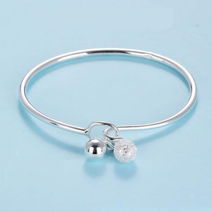 StarGems® Fixed Bells Handmade 999 Sterling Silver Bangle Bracelet For Women Cb0256