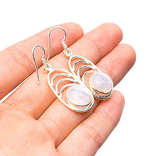 StarGems  Natural Rainbow Moonstone Handmade Vintage 925 Sterling Silver Earrings 1 1/2" T4990