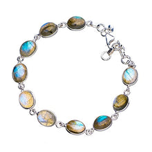 StarGems® Natural Blue Fire Labradorite Handmade Unique 925 Sterling Silver Bracelet 7-8" B4359