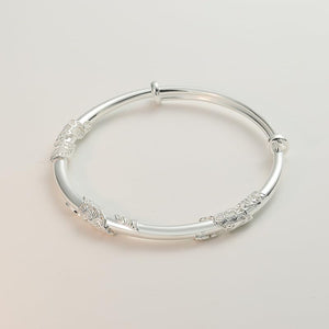 StarGems  Adjustable Blossom Handmade 999 Sterling Silver Bangle Bracelet For Women Cb0133