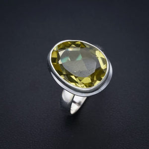 StarGems  Natural Green Amethyst Handmade 925 Sterling Silver Ring 8.75 F0315