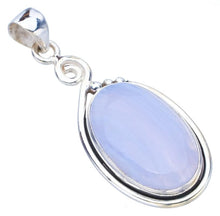 StarGems  Natural Blue Lace Agate Handmade 925 Sterling Silver Pendant 1.75" F4914