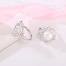 StarGems  Zircon Surrounded Triangle Pearl Adjustable Handmade 925 Sterling Silver Ring C2457