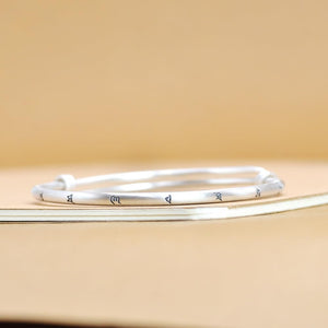 StarGems  Adjustable Carved Om Mani Padme Hum Handmade 925 Sterling Silver Bangle Bracelet For Women Cb0289