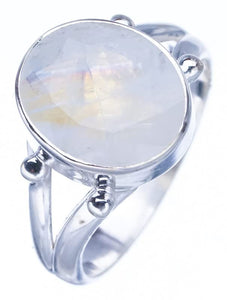 StarGems  Natural Moonstone Handmade 925 Sterling Silver Ring 7 F2554