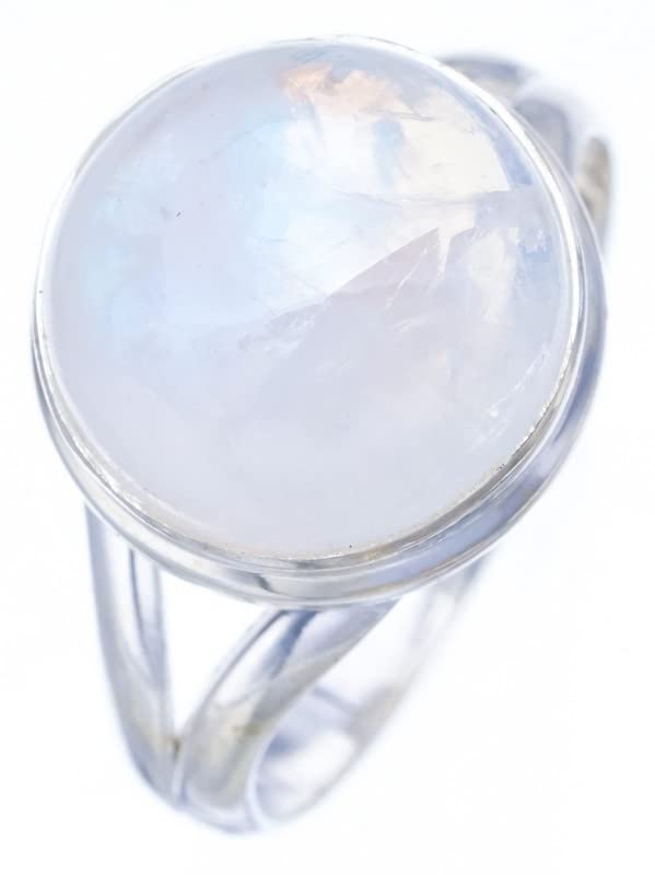 StarGems  Natural Moonstone Handmade 925 Sterling Silver Ring 9 F3078