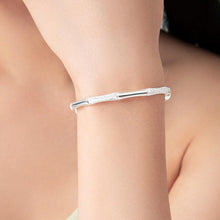 StarGems  Adjustable Bamboo-shaped Joint Classical Handmade 999 Sterling Silver Bangle Bracelet For Women Cb0152