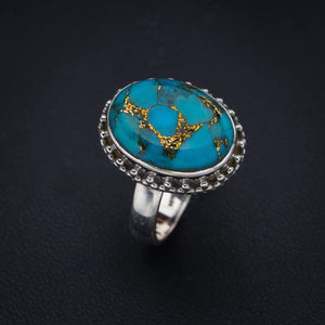 StarGems® Natural Copper Turquoise Handmade 925 Sterling Silver Ring 6.75 F2218