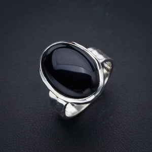 StarGems  Natural Black Onyx Handmade 925 Sterling Silver Ring 7.75 F0534