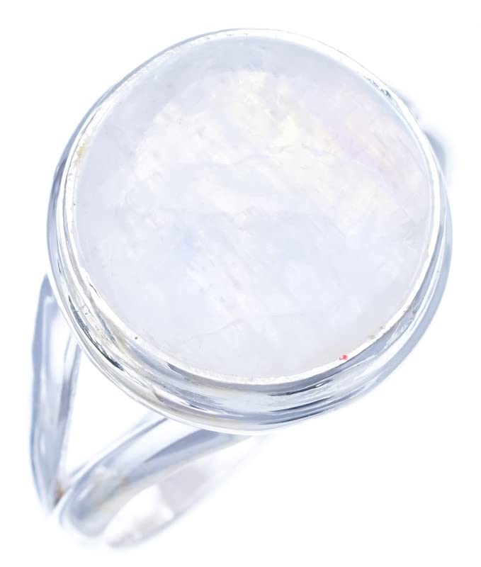 StarGems  Natural Moonstone Handmade 925 Sterling Silver Ring 8.25 F2716