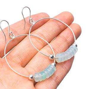 StarGems® Natural Chalcedony Handmade Unique Big Cicle Shape 925 Sterling Silver Earrings 2 1/4" T4038