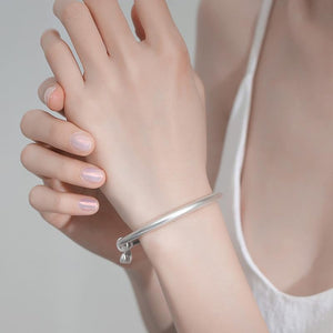 StarGems® Adjustable Seedpod and Lotus Handmade 999 Sterling Silver Bangle Bracelet For Women Cb0154