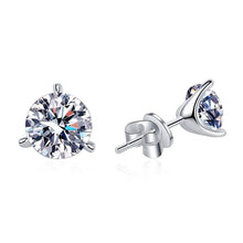 StarGems  0.5ct Moissanite 925 Silver Platinum Plated Three-Prong Classical Stud B4661