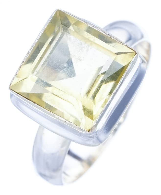 StarGems® Natural Green Amethyst Handmade 925 Sterling Silver Ring 7.75 F0344