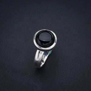 StarGems  Natural Black Onyx Handmade 925 Sterling Silver Ring 6.75 F1749