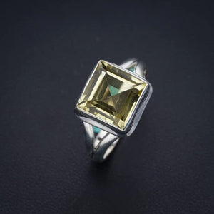 StarGems  Natural Green Amethyst Handmade 925 Sterling Silver Ring 8.75 F0335