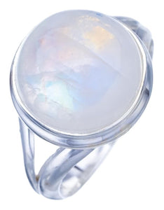 StarGems  Natural Moonstone Handmade 925 Sterling Silver Ring 8 F2505