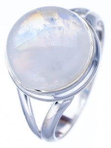 StarGems  Natural Moonstone Handmade 925 Sterling Silver Ring 9 F2597