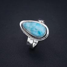 StarGems® Natural Larimar Hammered Handmade 925 Sterling Silver Ring 7 F1524