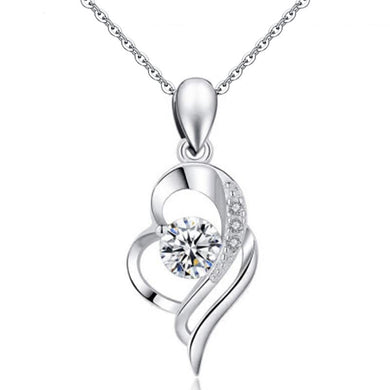 StarGems  0.5ct Moissanite 925 Silver Platinum Plated&Zirconia Angel's Wing Necklace B4605