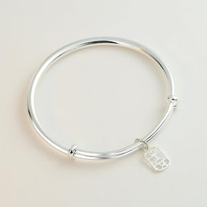 StarGems  Adjustable Hollow-out Safe Amulet Handmade 999 Sterling Silver Bangle Bracelet For Women Cb0157