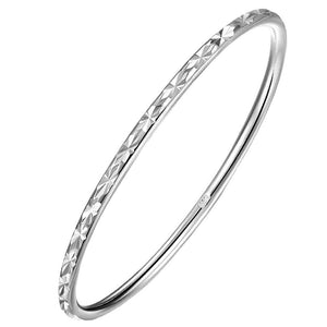 StarGems  Fixed Simplism Handmade 999 Sterling Silver Bangle Bracelet For Women Cb0252