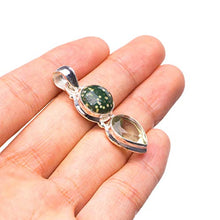 StarGems  Natural Ocean Jasper and Green Amethyst Handmade Unique 925 Sterling Silver Pendant 1 1/2" T2763