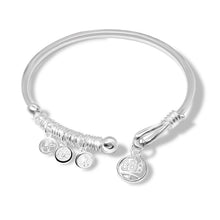 StarGems  Opening 'Peace and Joy' Amulet Handmade 999 Sterling Silver Bangle Cuff Bracelet For Women Cb0063
