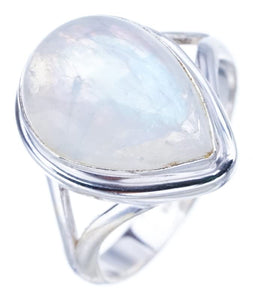 StarGems  Natural Moonstone Handmade 925 Sterling Silver Ring 6 F3079