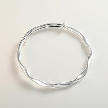 StarGems® Adjustable Waves Polished Handmade 999 Sterling Silver Bangle Bracelet For Women Cb0134