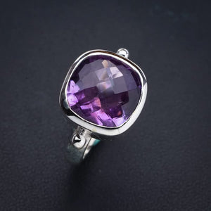 StarGems  Natural Amethyst Handmade 925 Sterling Silver Ring 6.75 E9284