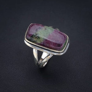 StarGems  Natural Ruby Zoisite Handmade 925 Sterling Silver Ring 8.5 F1632