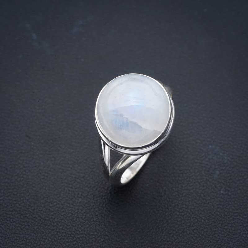 StarGems  Natural Moonstone Handmade 925 Sterling Silver Ring 8 F0768