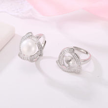 StarGems  Zircon Surrounded Triangle Pearl Adjustable Handmade 925 Sterling Silver Ring C2457