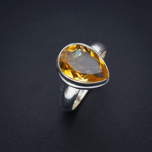 StarGems  Natural Citrine Handmade 925 Sterling Silver Ring 8.5 F0346