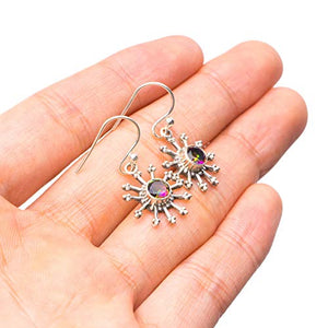 StarGems® Natural Mystical Topaz Handmade Boho 925 Sterling Silver Earrings 1" T3889