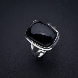 StarGems  Natural Black Onyx Handmade 925 Sterling Silver Ring 7 F0556