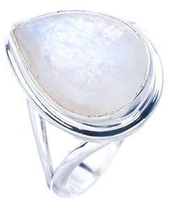 StarGems® Natural Moonstone Handmade 925 Sterling Silver Ring 6 F0666