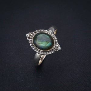 StarGems  Natural Labradorite Handmade 925 Sterling Silver Ring 7.75 F2629