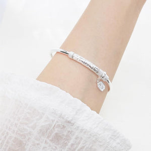StarGems® Opening Carved Auspicious Clouds and 'pingan' Handmade 999 Sterling Silver Bangle Cuff Bracelet For Women Cb0048