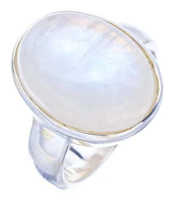 StarGems® Natural Moonstone Handmade 925 Sterling Silver Ring 4.75 F0742