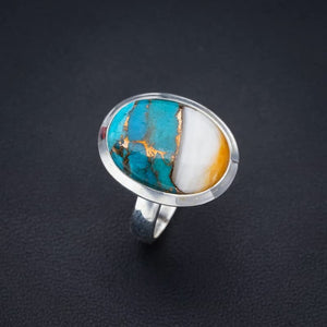 StarGems® Natural Copper Chalcedony Handmade 925 Sterling Silver Ring 7 F1699