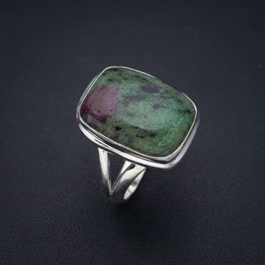 StarGems  Natural Ruby Zoisite Handmade 925 Sterling Silver Ring 8.75 F1341