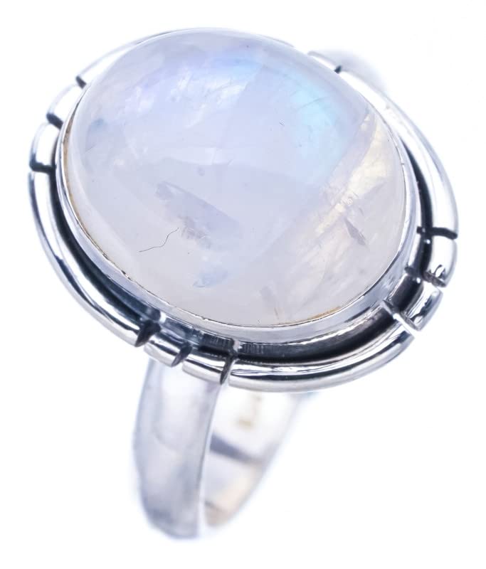 StarGems  Natural Moonstone Handmade 925 Sterling Silver Ring 5.75 F0624