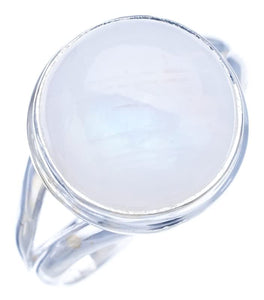 StarGems  Natural Moonstone Handmade 925 Sterling Silver Ring 8 F2708